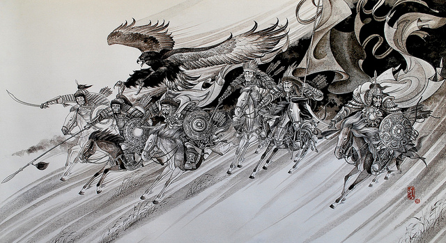 Aquarelle-peintures de la mongolie